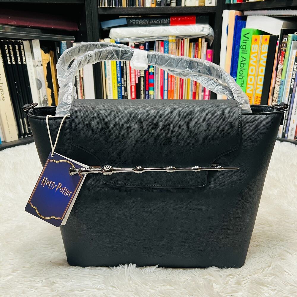 LOUNGEFLY HARRY POTTER ELDER WAND BLACK TOTE BAG DEATHLY HALLOW PURSE